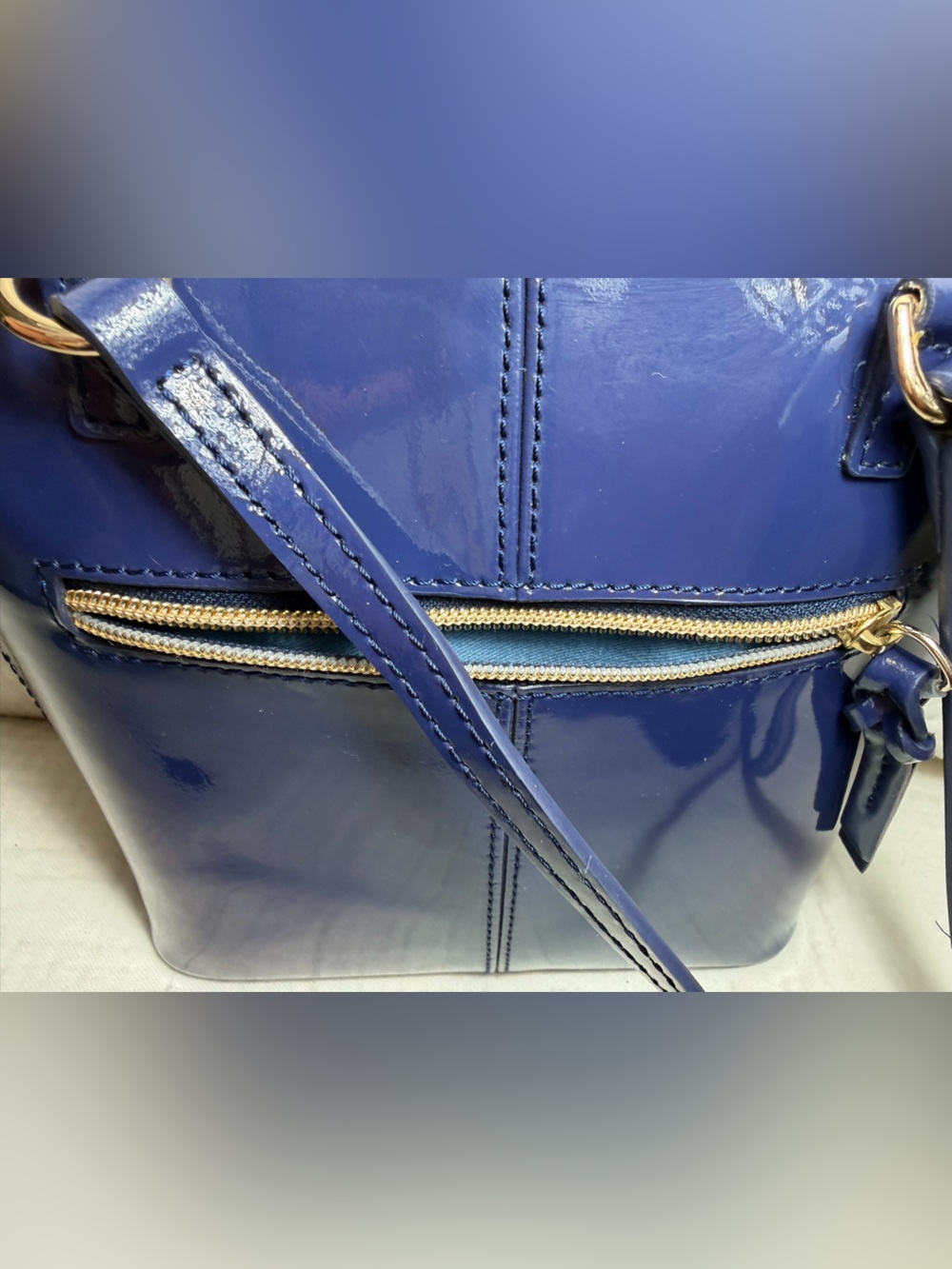Dooney & Bourke Trixie Crossbody Bag Navy Blue Patent Leather - Picture 5 of 12
